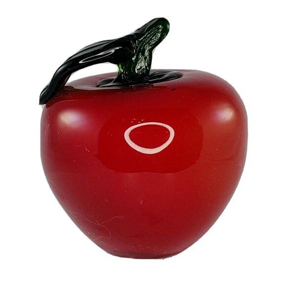 Art Glass Red Apple Fruit Fake Faux Home Decor - Picture 1 of 6